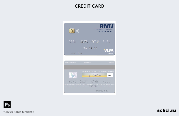 цифровая загрузка шаблона дебетовой карты Visa Banco Nacional Ultramarino Buildi